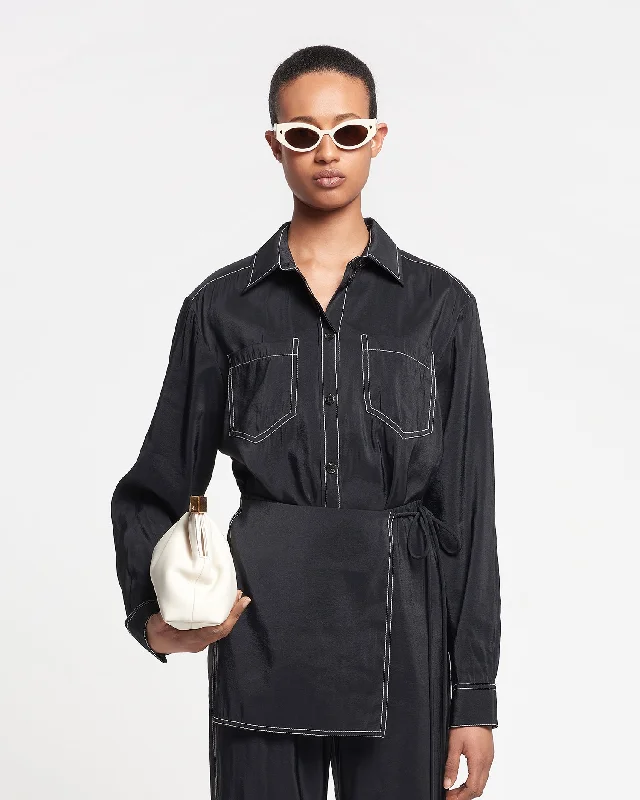 Metta - Glass Poplin Shirt Dress - Black