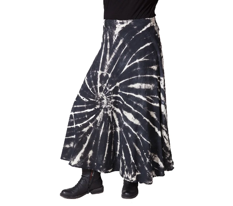 Black and White Tie Dye Skirt, Maxi Wrap Skirt, 100% Cotton, Hippy Skirt