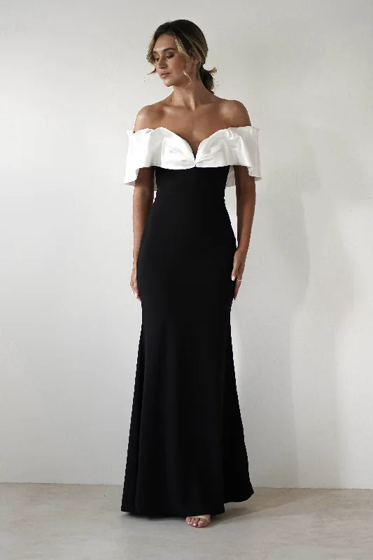 Paula Off The Shoulder Gown | Black/White