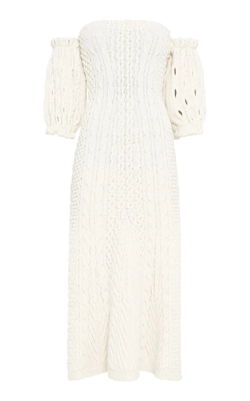 Alastor Knit Maxi Dress in Ivory Wool Cashmere