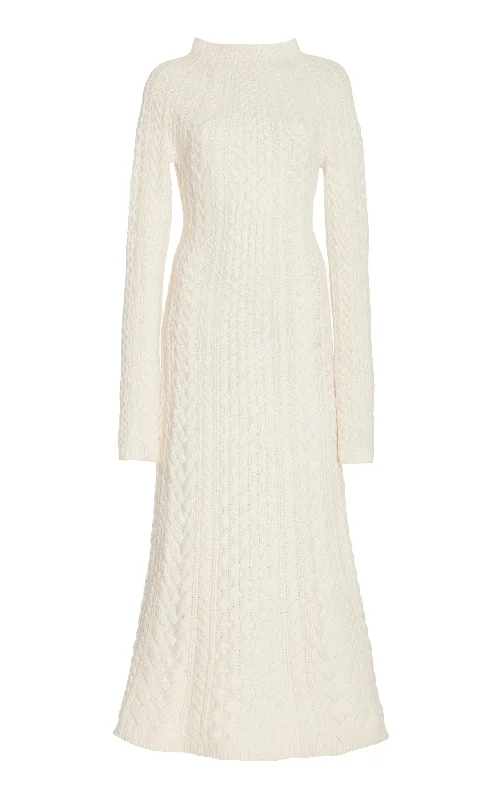 Amaris Knit Maxi Dress in Ivory Cashmere