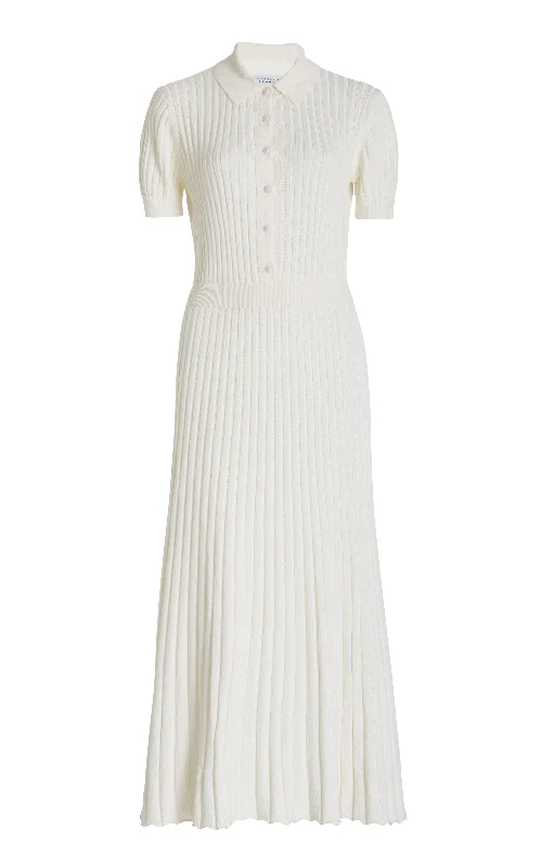 Amor Knit Midi Dress in Ivory Cashmere Silk