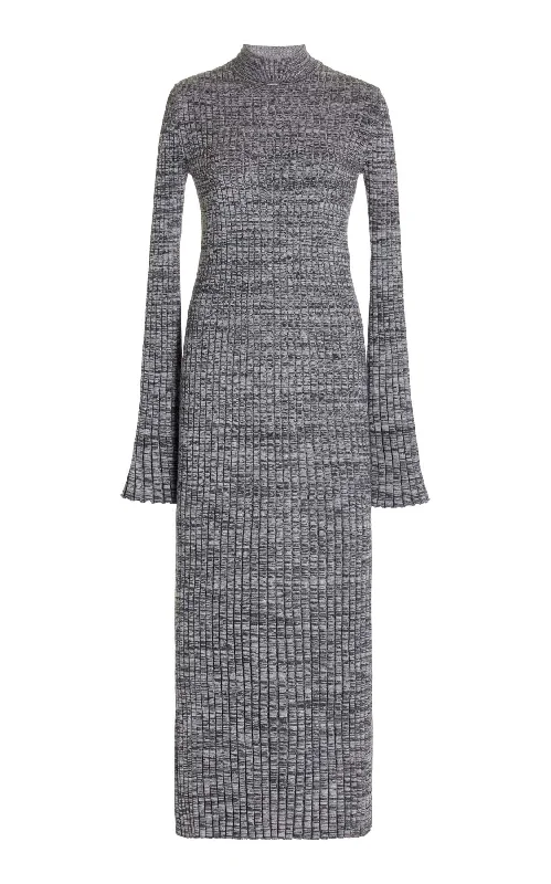 Castor Knit Dress in Charcoal Melange Cashmere