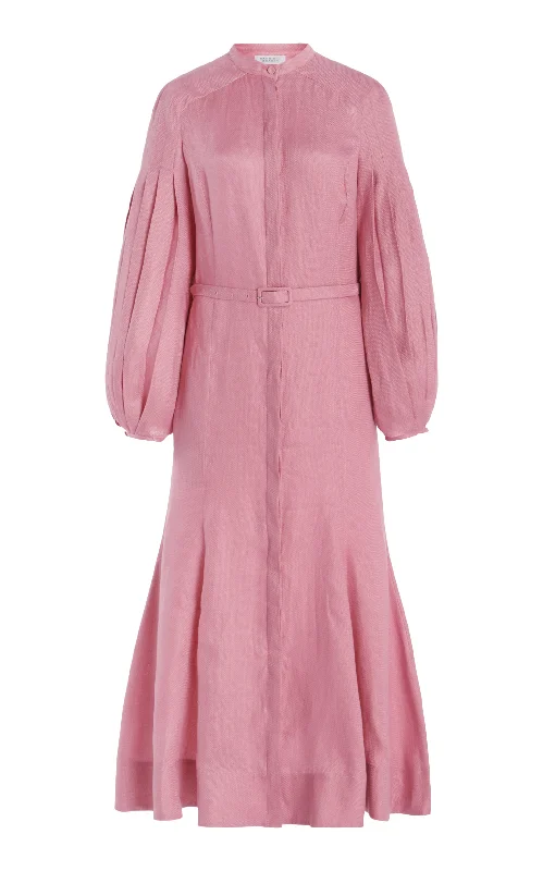 Lydia Maxi Dress with Slip in Rose Quartz Linen