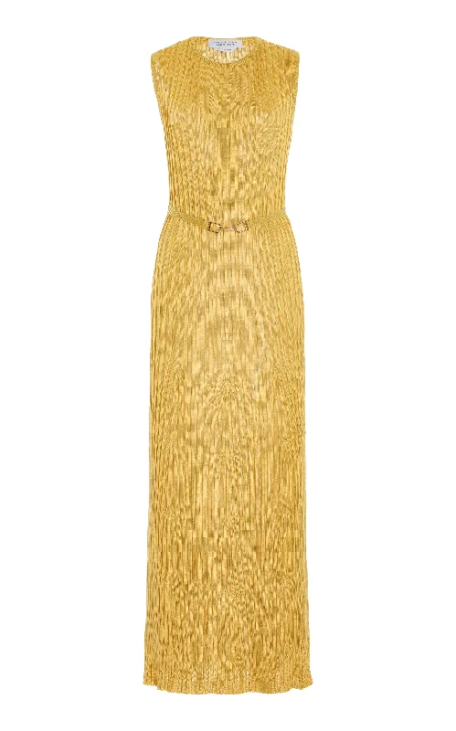 Meier Knit Dress in Gold Silk