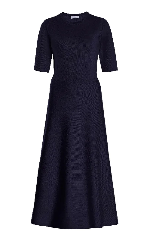 Seymore Knit Midi Dress in Dark Navy Merino Wool Cashmere