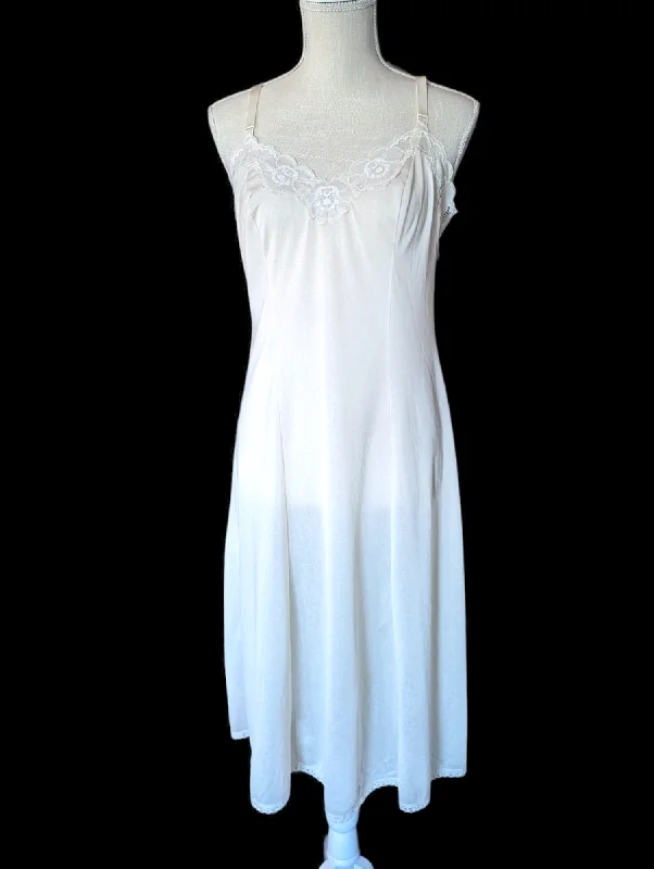 1960s Olga Soft White Nylon Slip Nightgown Dress