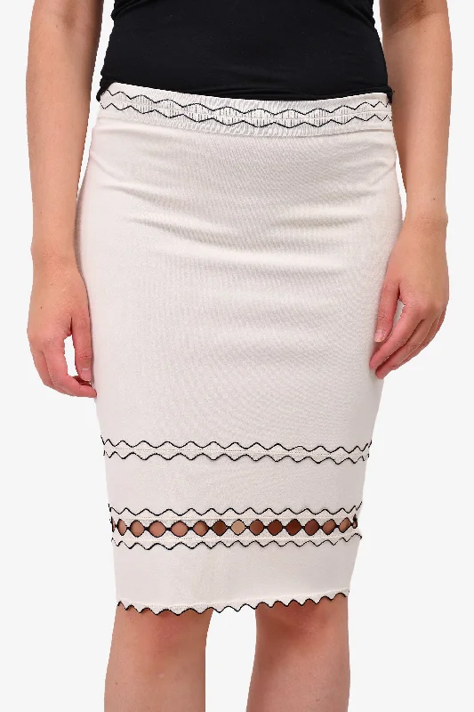 Alexander McQueen Cream/Black Trim Skirt Size M