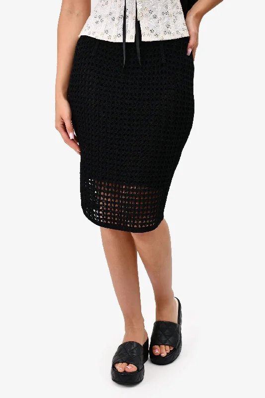 Alexander Wang Black Crochet Midi Skirt Size S