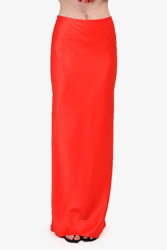 Alice + Olivia Red Satin Maxi Skirt Size 8