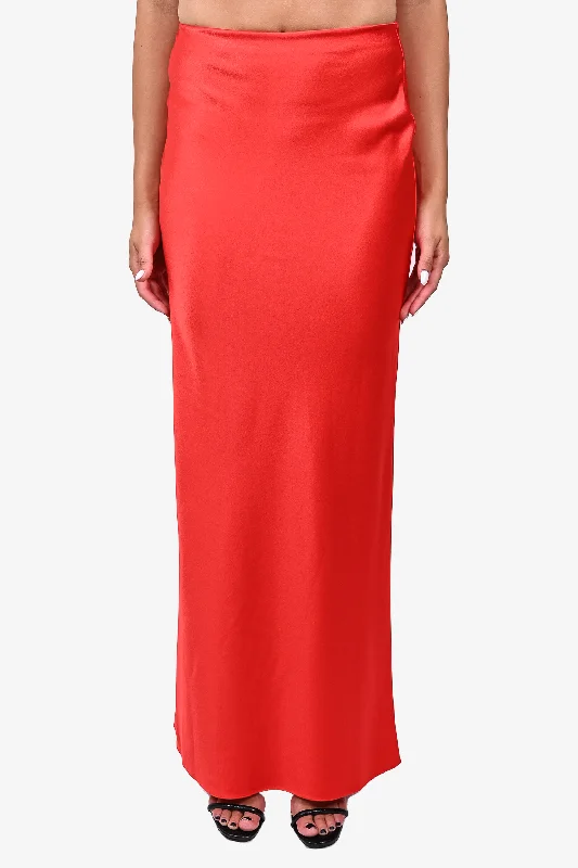 Alice + Olivia Red Satin Maxi Skirt Size 8