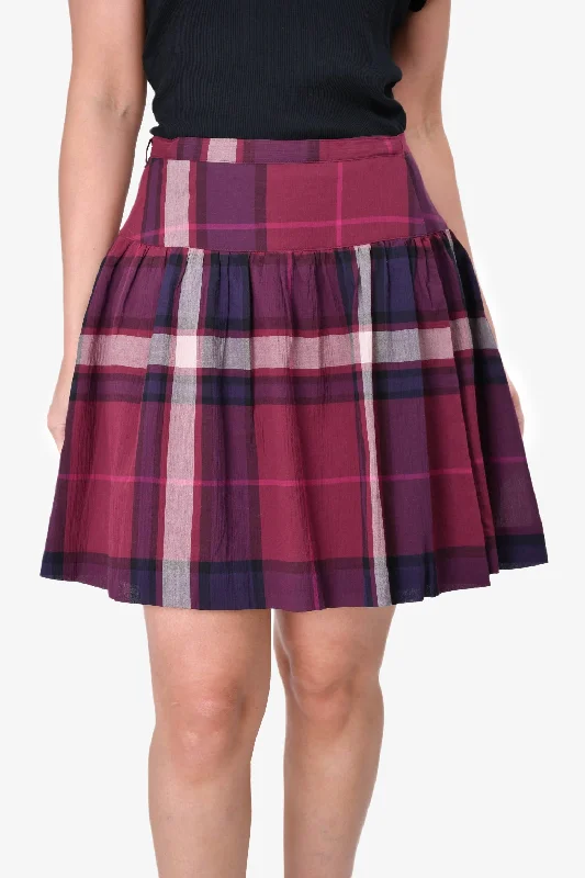 Burberry Blue Label Maroon Tartan Skirt Size 38