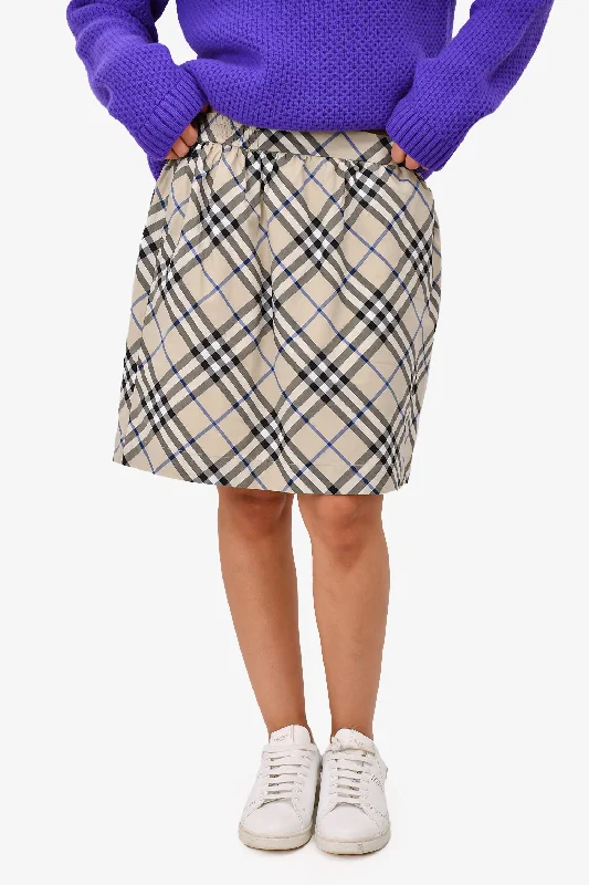 Burberry Green Check Cotton Skirt Size 14Y