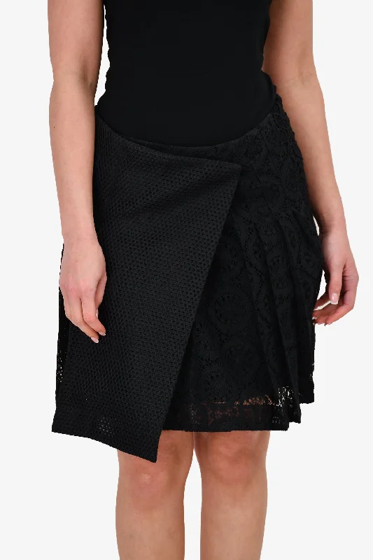 Burberry Prorsum Black Lace Pleated Mini Skirt Size 40