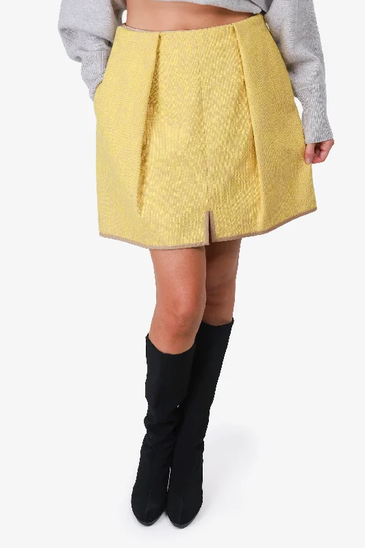 Carven Yellow/Beige Trim High Waisted Skirt Size 38