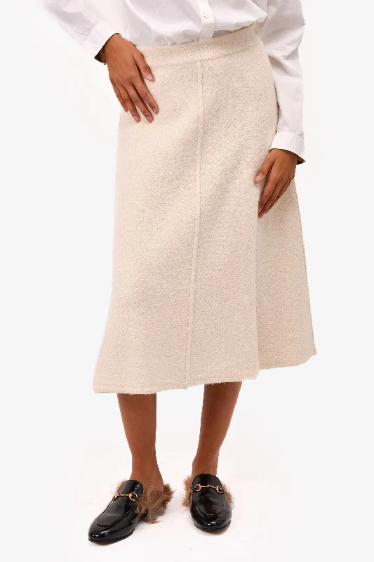 CO Cream Alpaca/Wool Knit Flared Midi Skirt Size S