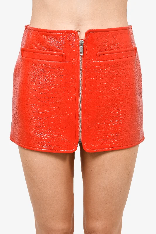 Courreges Red Vinyl Skirt With Zipper Size 38