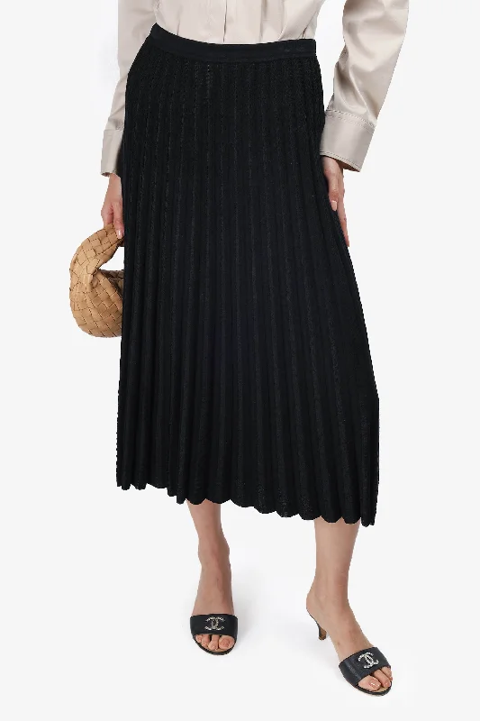 Diane Von Furstenberg Black Ribbed Midi Skirt Size S