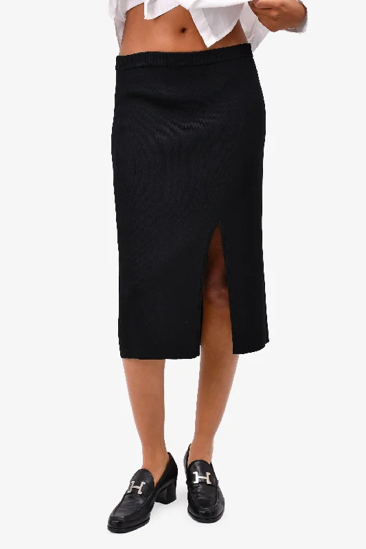 Dion Lee Black Front Slit Midi Skirt Size M