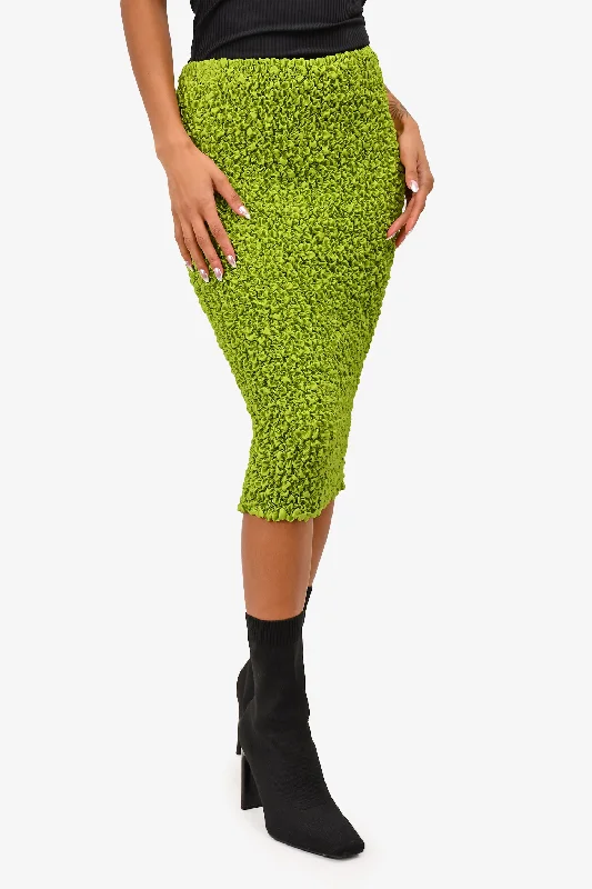 Dries Van Noten Green Scrunch Fabric Midi Skirt Size M