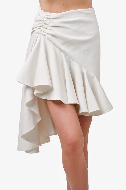 Giambattista Valli White Asymmetrical Mini Skirt Size 40