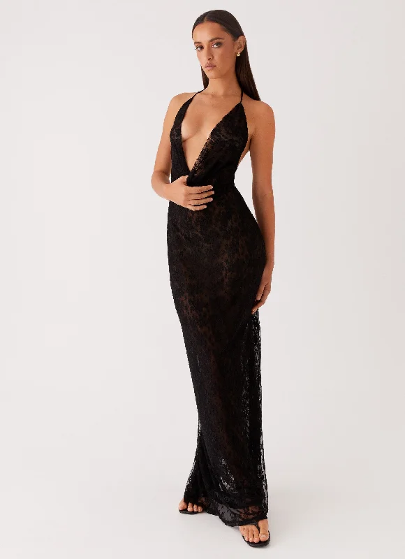 Champagne Coastline Maxi Dress - Black