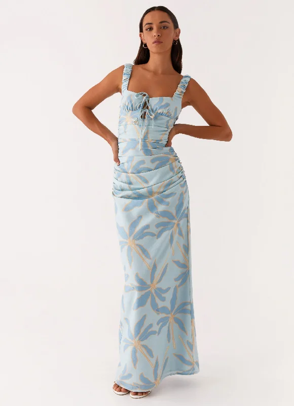 Cosmic Love Ruched Maxi Dress - Opulent Blue