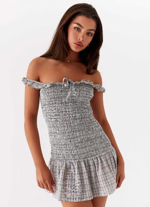 Anica Check Mini Dress - Grey Check