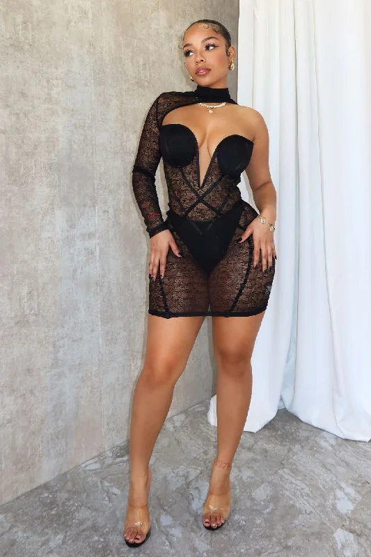 Be Confident Lace Contrast Mini Dress