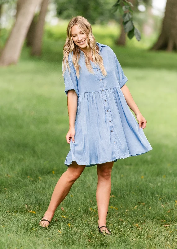 Brenna Chambray Tiered Shirt Midi Dress - FINAL SALE