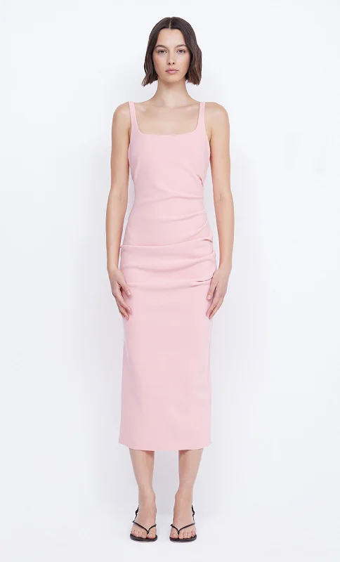 KARINA TUCK MIDI DRESS - GUAVA