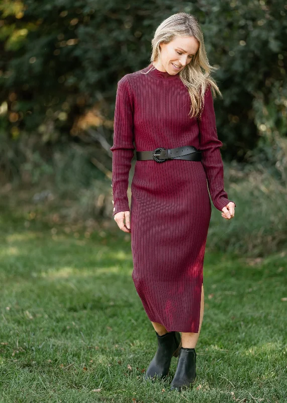 Ribbed Column Knit Midi Dress