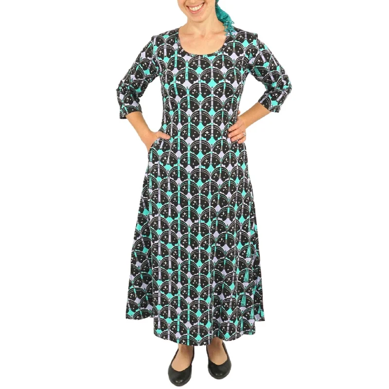 Rockets Galore 3/4th Sleeves Midi Dress (No Waist Seam) [FINAL SALE]